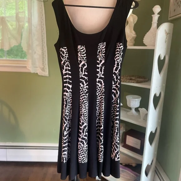 connected apparel fit and flare dress Connected Apparel Scoop Neck Sleeveless Multi Print String Tie Back Fit &  Flare Rayon Dress main image 1